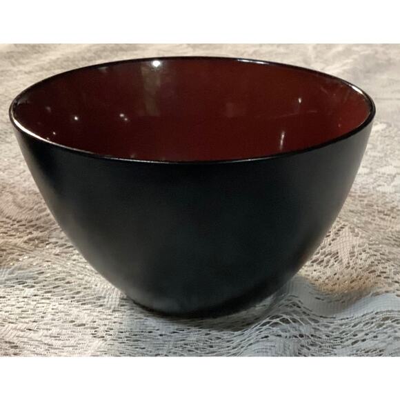 Set of 2 Gibson Designs Soho Lounge Round Black Burgundy Soup Cereal Bowls - Picture 8 of 10